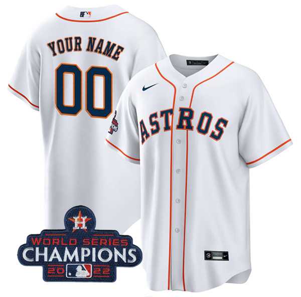 Men%27s Houston Astros Active Player Custom White 2022 World Series Champions Cool Base Stitched Baseball Jersey->customized mlb jersey->Custom Jersey